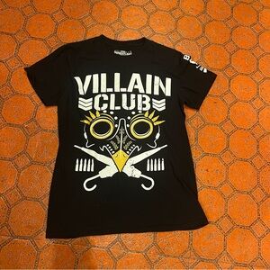 Pro wrestling tees Villain Club Graphic Tee Black with White & gold Print